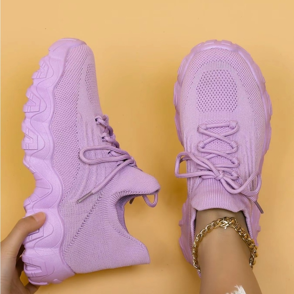 Light Purple Women's Knit Athletic Sneakers